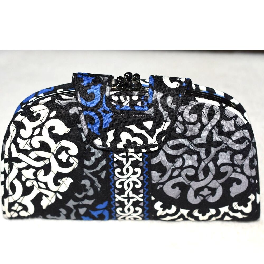 Vera Bradley Kiss & Snap Canterberry Cobolt Blue Multi Section Clutch Purse